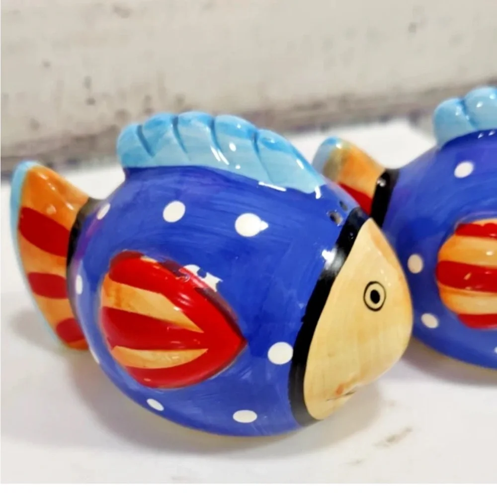 Colorful Ceramic Fish salt and pepper